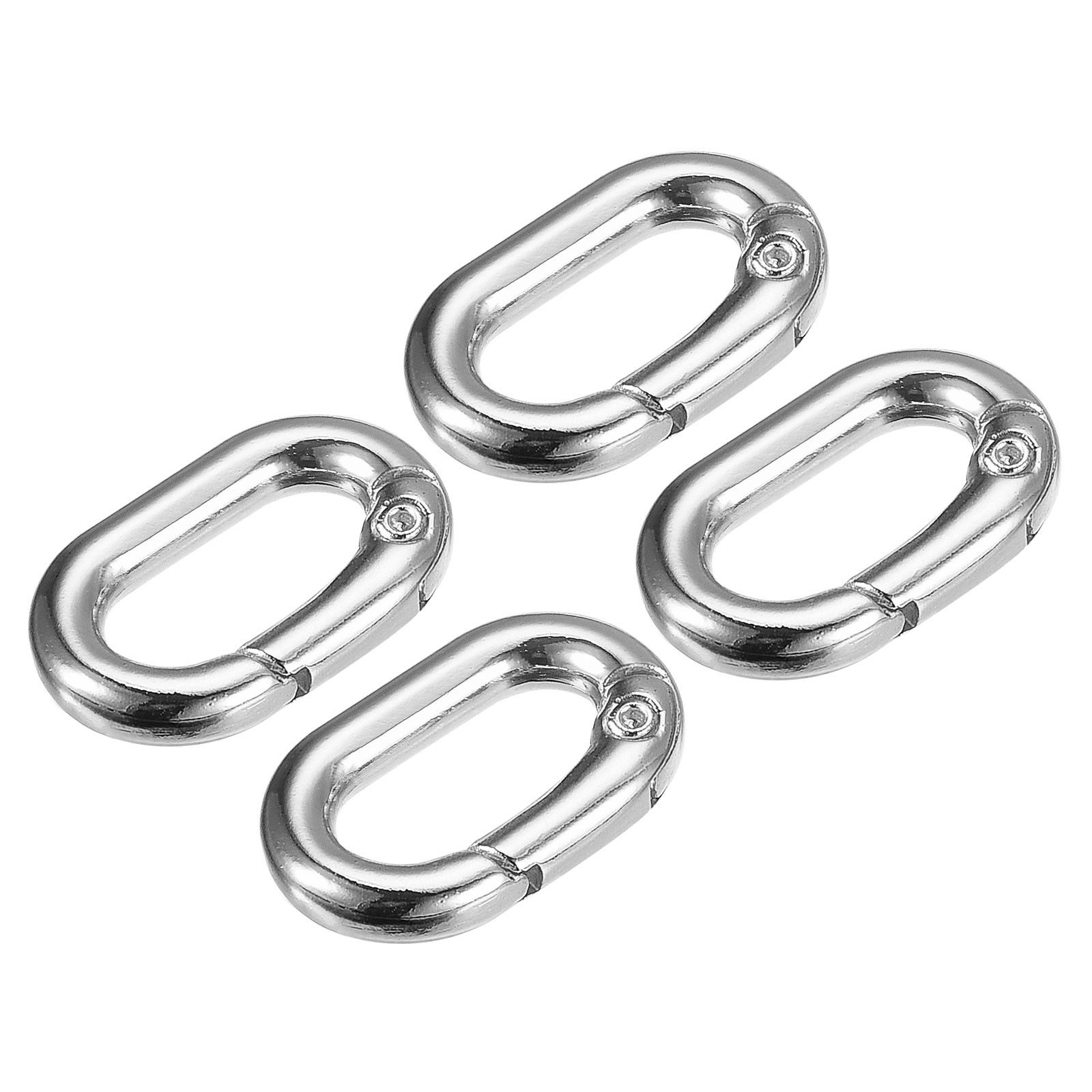 0.98" Spring Oval Ring Snap Clip Trigger for Bag Purse Keychain, 4Pcs Silver