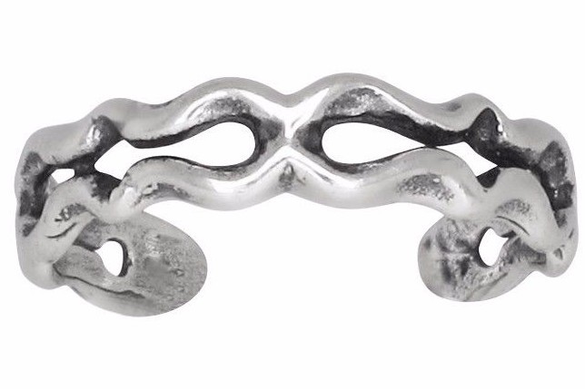 Sterling Silver .925 Hollow Design Toe Ring Adjustable Size | Made In USA