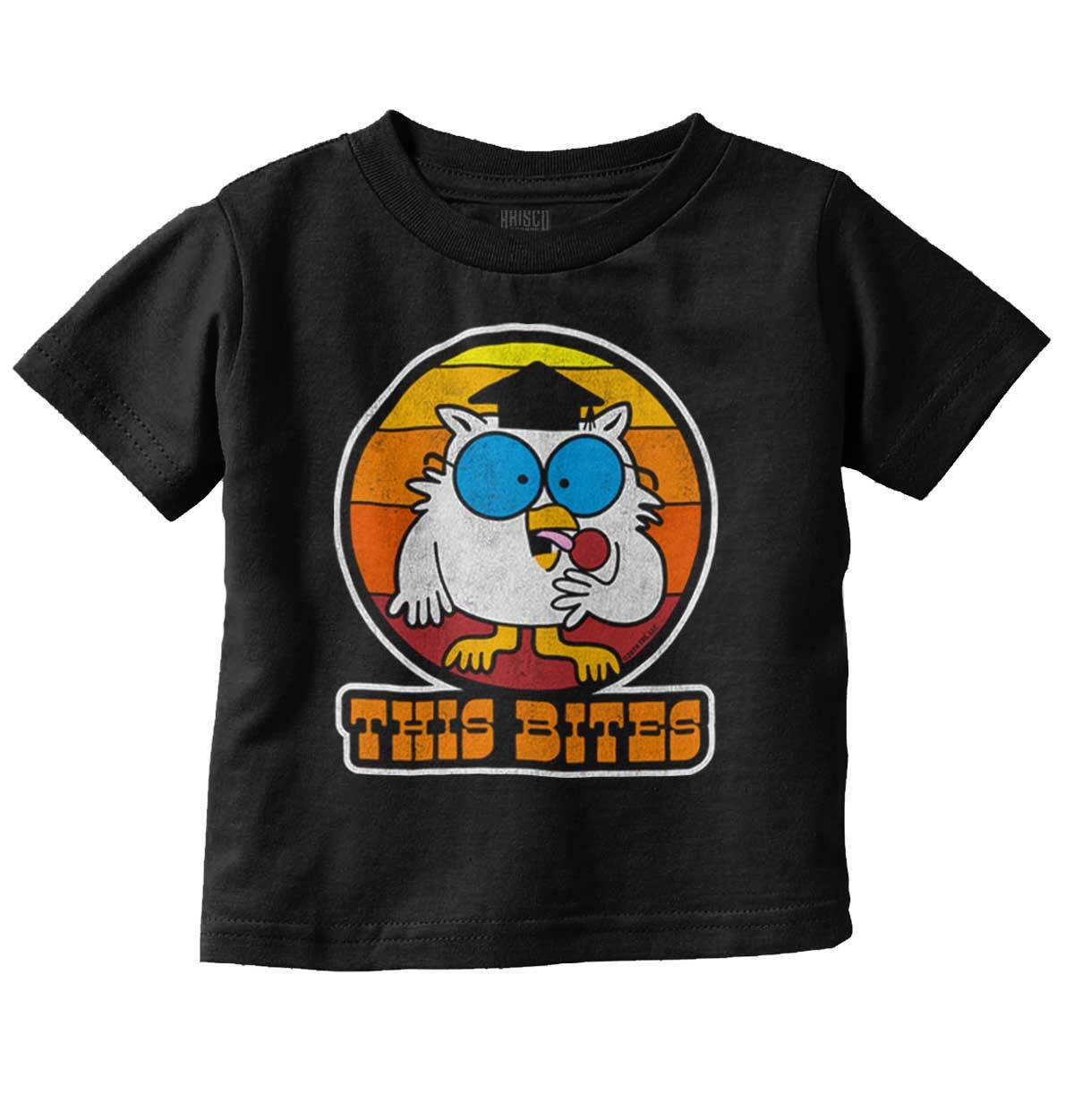Funny Tootsie Roll Pop Mr Owl This Bites Toddler Boy Girl Youth T Shirt Tee
