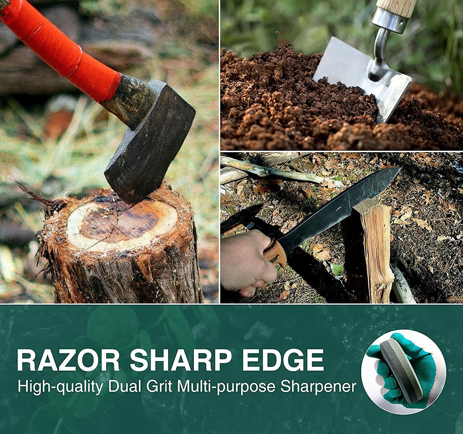 SATC Round 2 Grit Sharpening Stone Axe Blade Edge Sharpener Hand Tool with Case