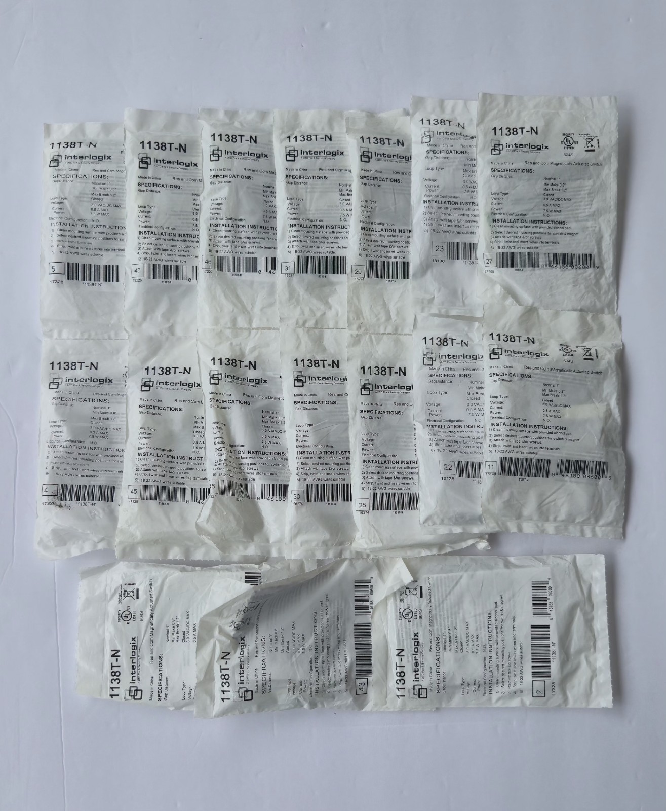 Interlogix 1138T-N Surface Screw Mount Terminal Contact White  New, *Lot Of 17*