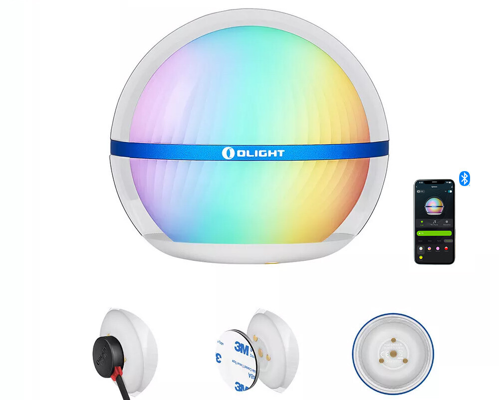 Olight Sphere Ambient Light with App Control, 360° Lighting, 75 Lumens, RGB LEDs