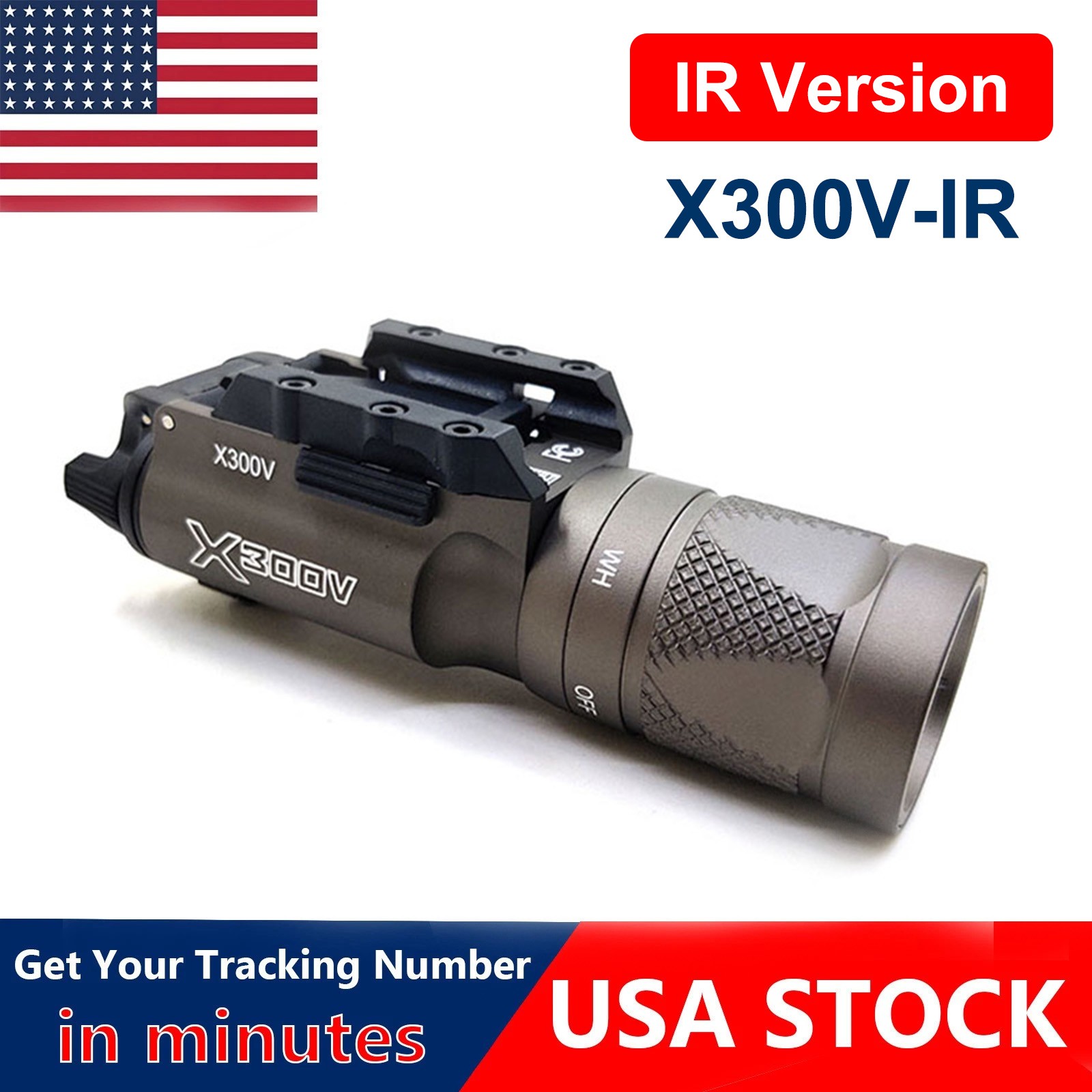 Metal X300V-IR Mini LED Weapon Light For Pistol Handgun Fit 20mm Picatinny Rail