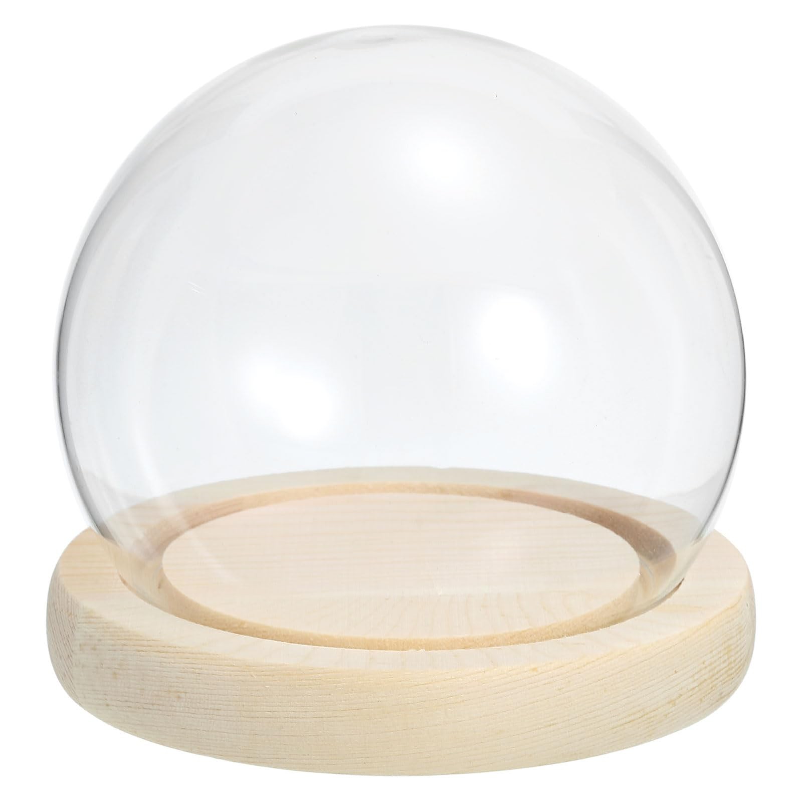 PATIKIL 4" Clear Cloche Glass Dome, Bell Jar Globe Display 4", Beige