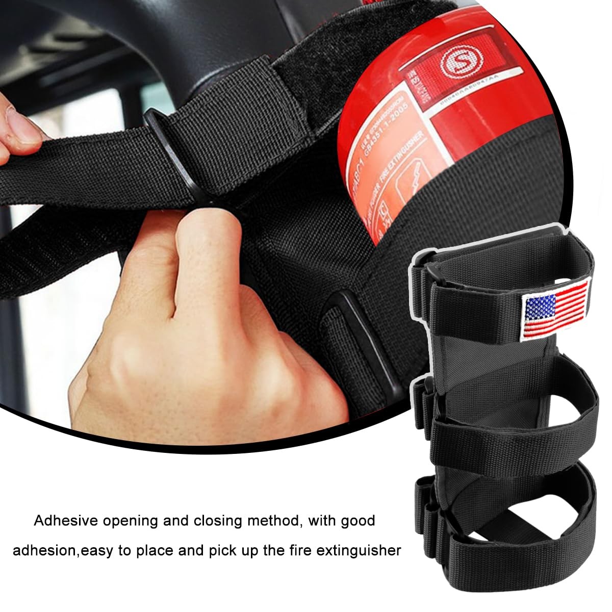 MTRPS Fire Extinguisher Holder, Adjustable Roll Bar Fixed Black