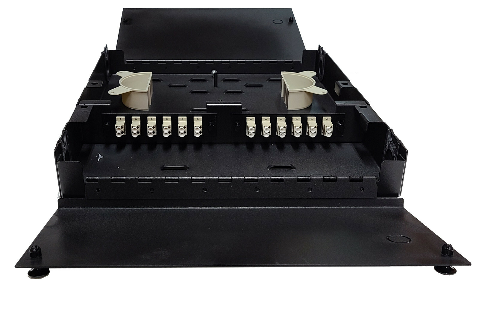 24 Fiber Dual Door Wall Mount, 12 LC Duplex Adapter PatchOnly 62.5/125 Multimode