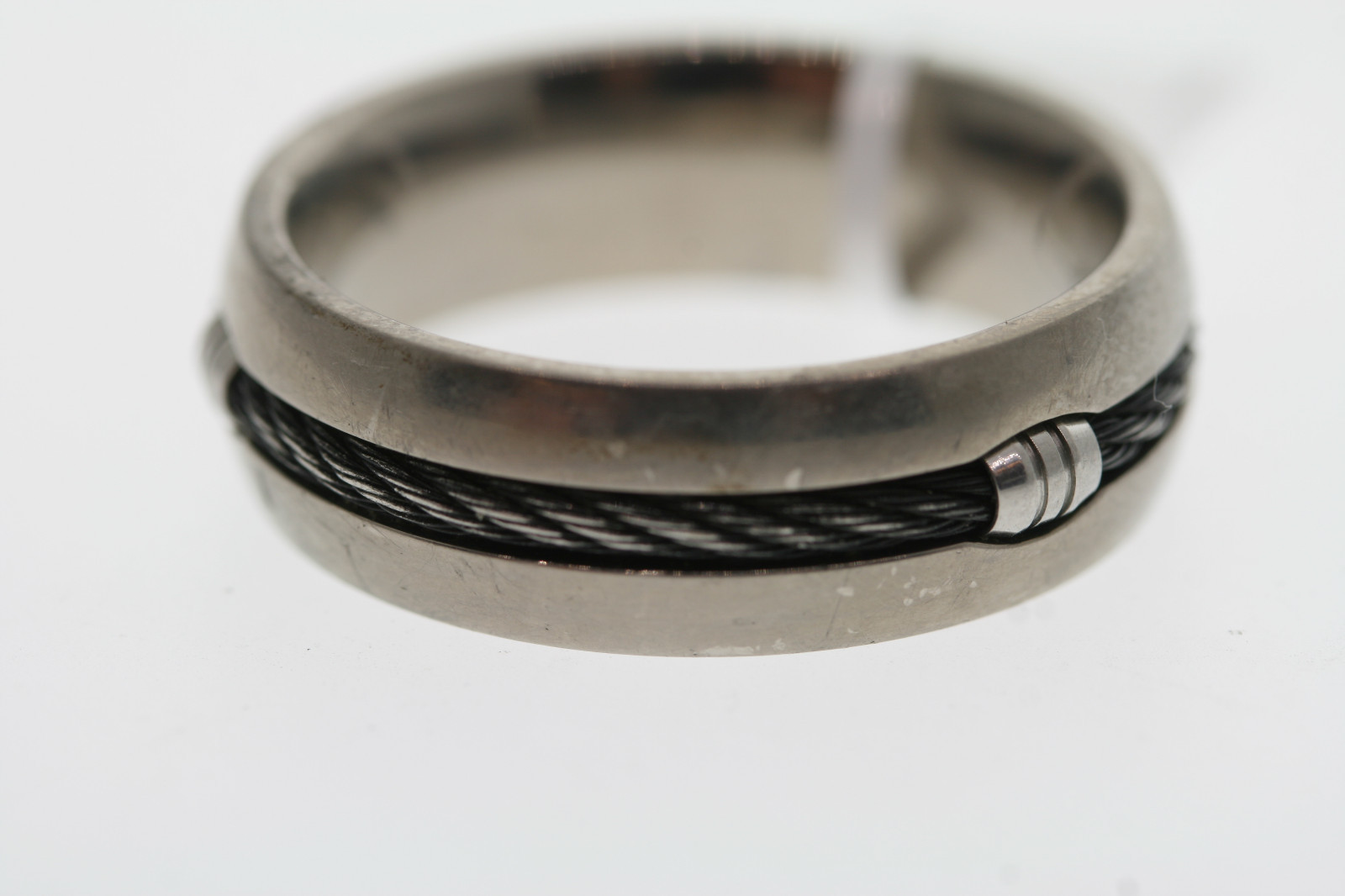 Titanium Black Cable Inlay 7mm Band Ring