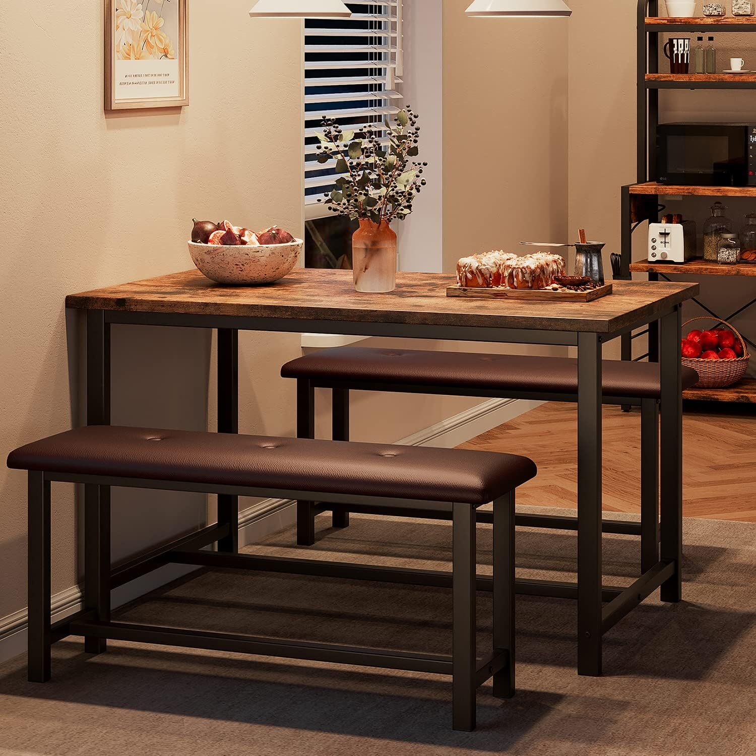 Wood Kitchen Table and Dining Room Table Set, Elegant Kitchen Sets for 2 or 4