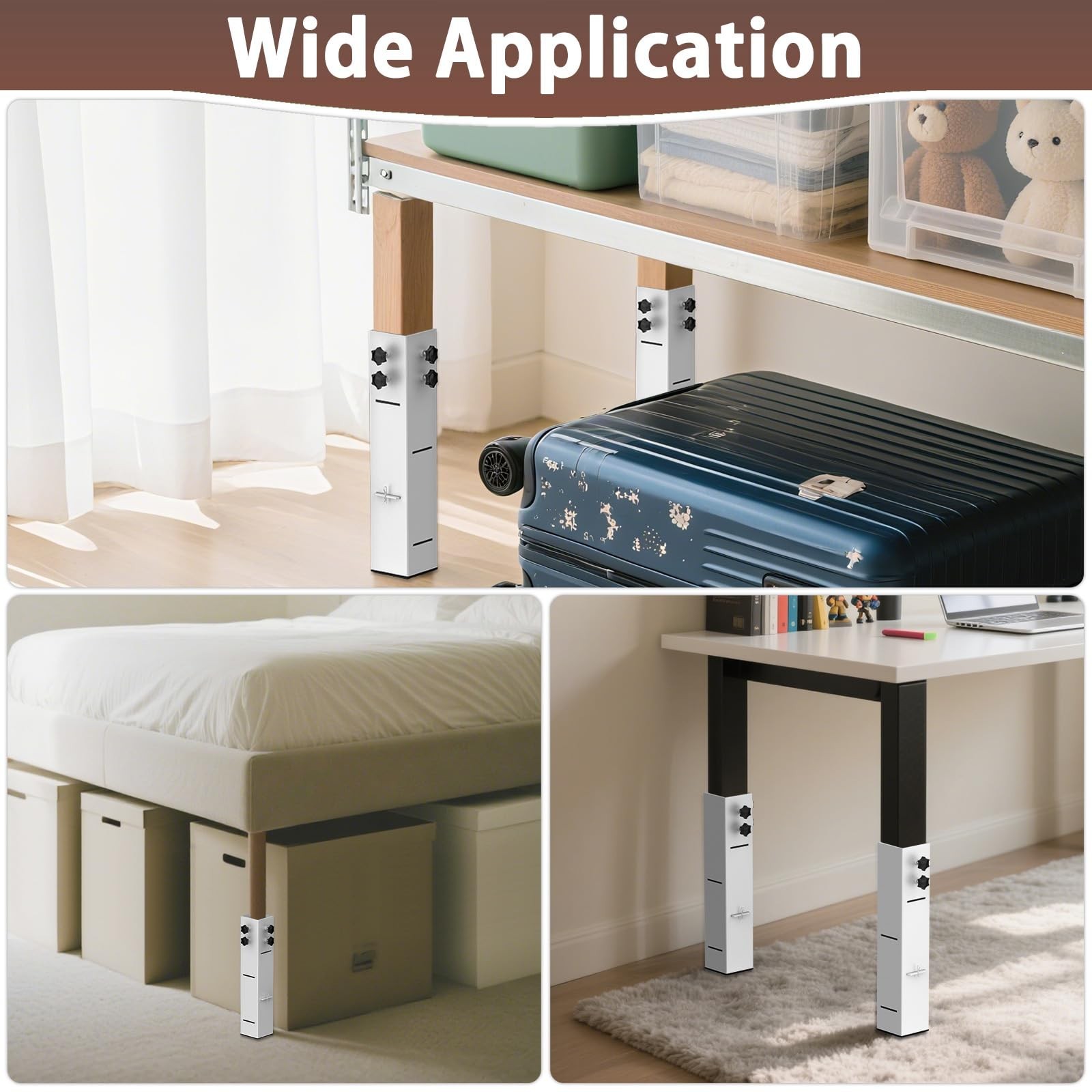 4 Pcs Carbon Steel Dorm Bed Risers 3.15" Diameter Metal Bed Riser Tall Bed Ri...