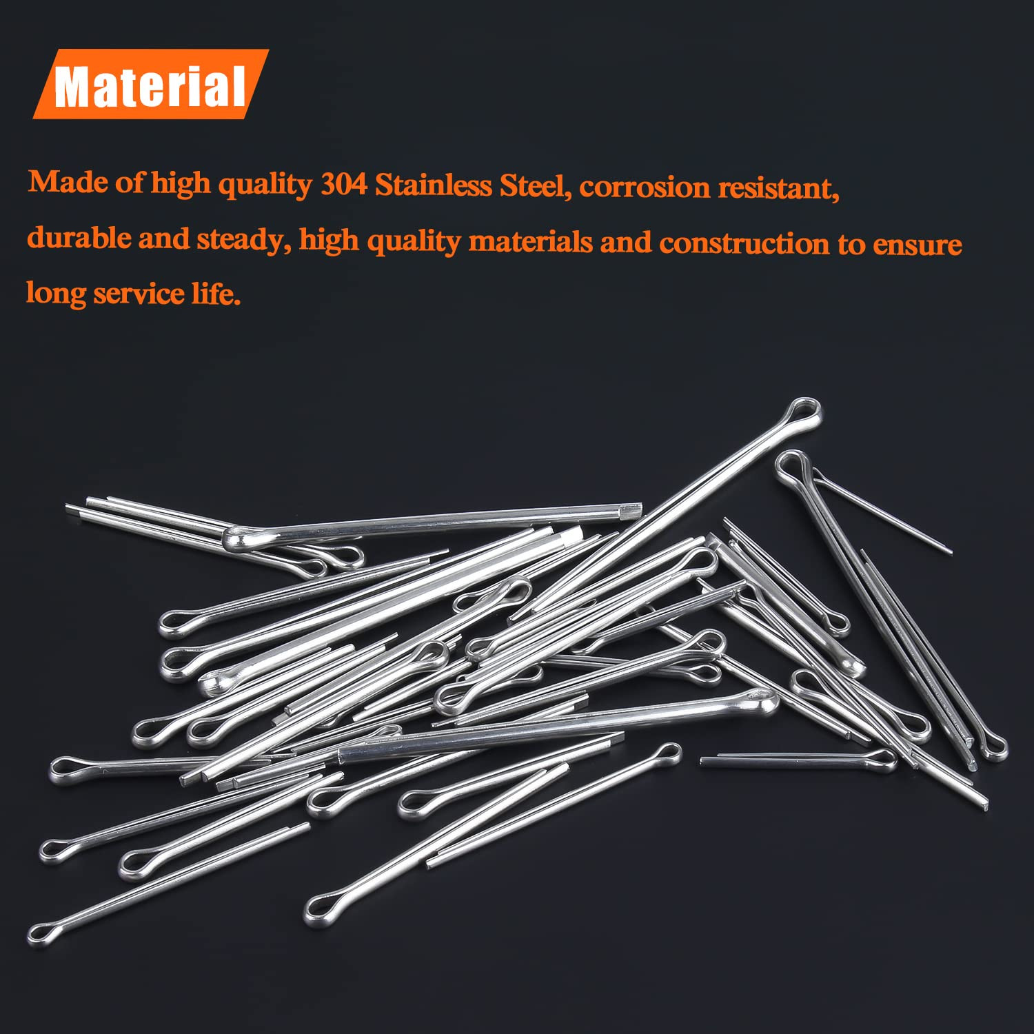 100-Piece Stainless Steel Cotter Pin Set - Durable Assortment Kit