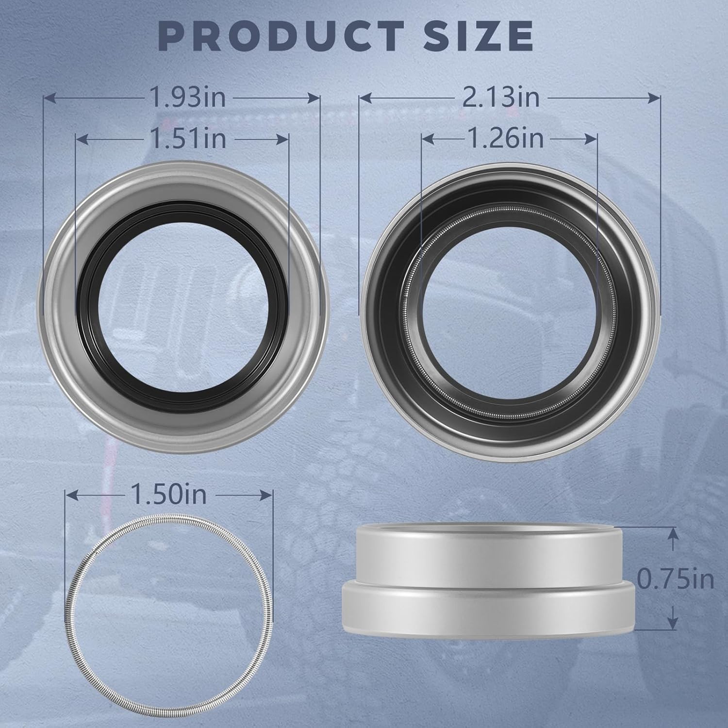 Front Axle Tube Seal for Dana 30 & 44, Fits 2007-2018 JK, Both Sides