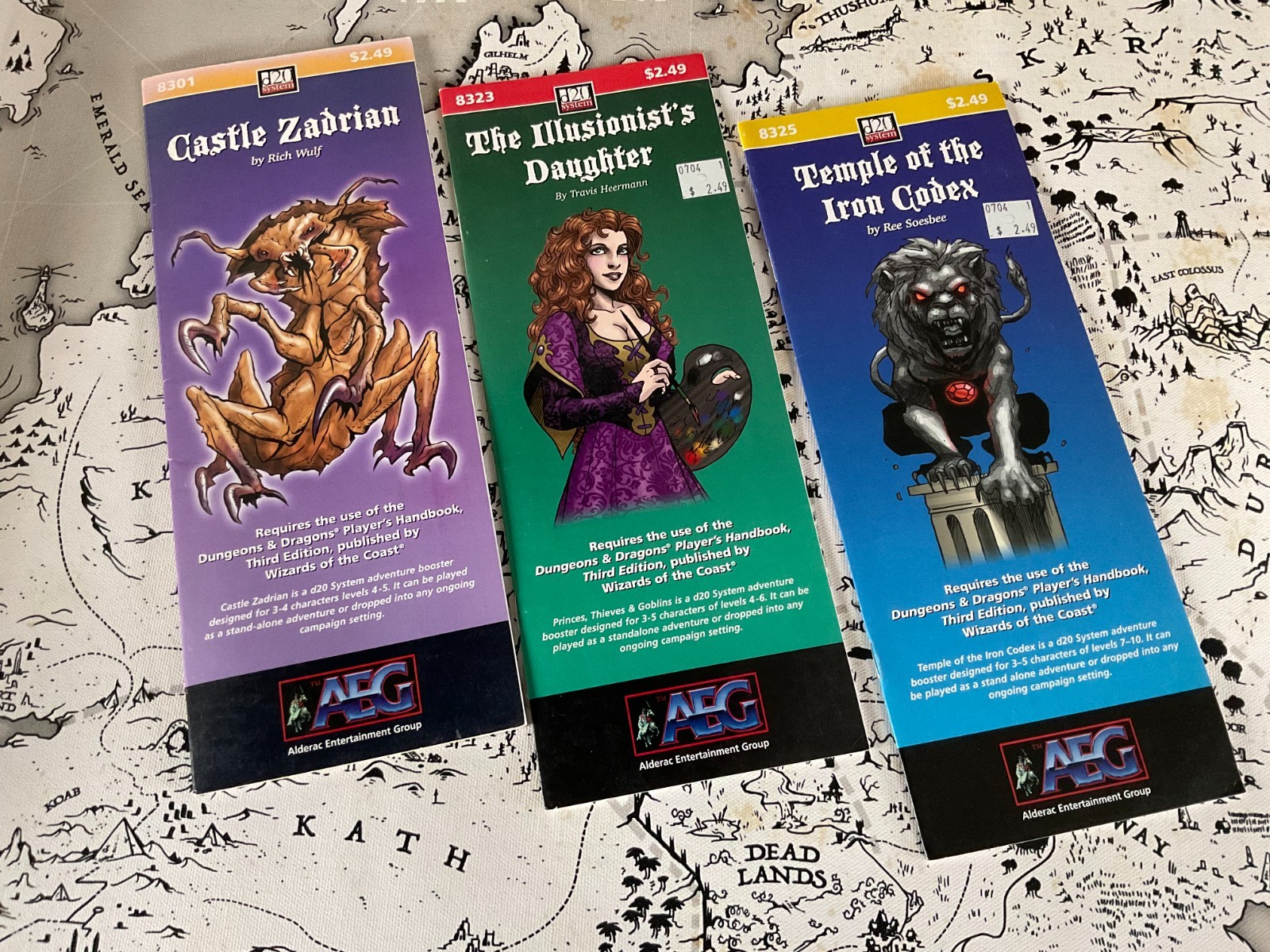 AEG d20 rpg lot CASTLE ZADRIAN, Illusionist's Daughter, TEMPLE IRON CODEX new PB