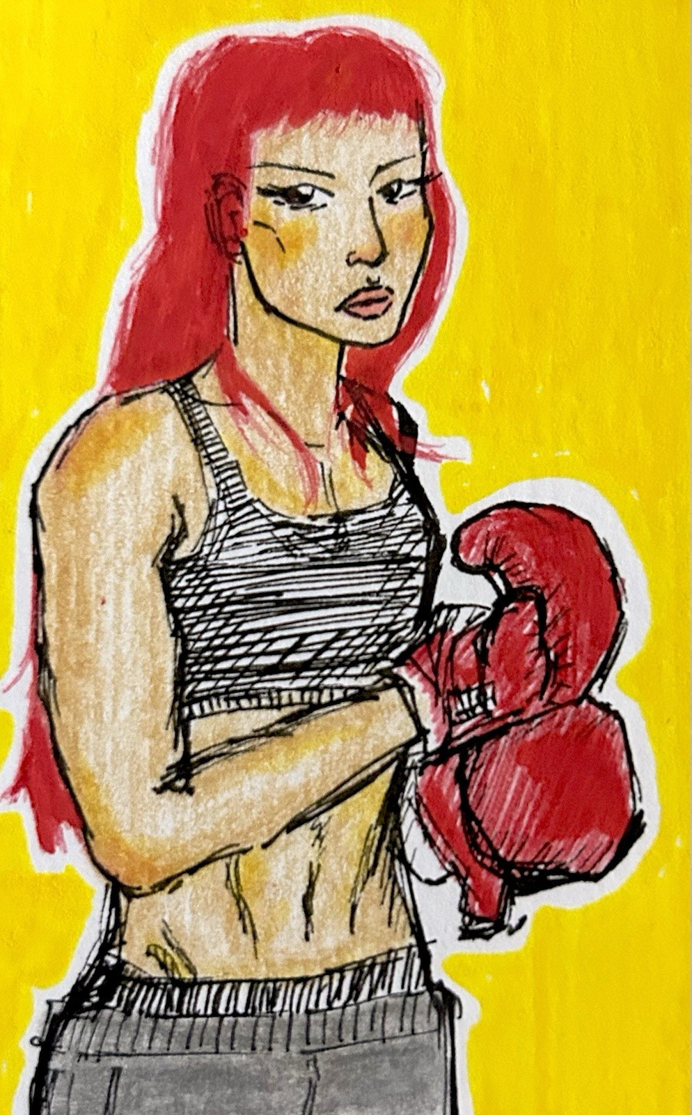 Fighter - ACEO hand-drawn illustration