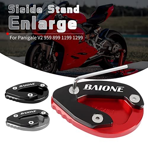 Worldmotop Motorcycle Kickstand Pad Support Foot Pad Replacement for Ducati red