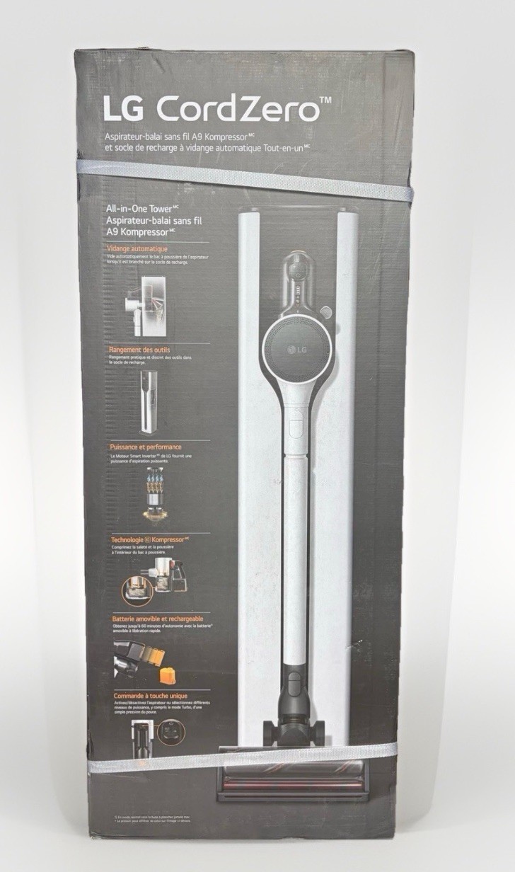 LG CordZero WiFi Bagged Cyclonic White Stick Vacuum W/ Auto Empty A931KWM - NEW