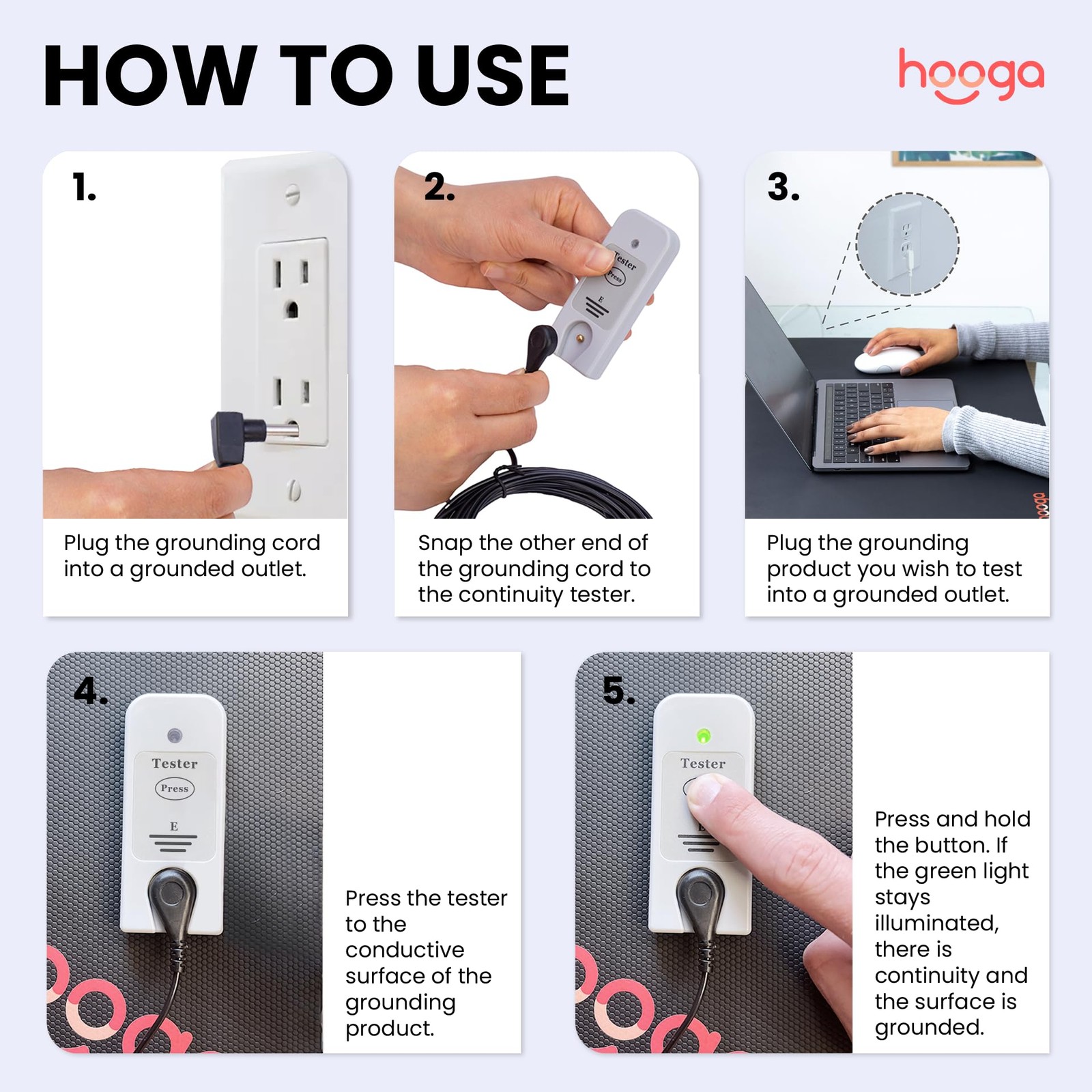 Hooga Grounding Continuity Tester for Mat, Sheets, Compact, Green