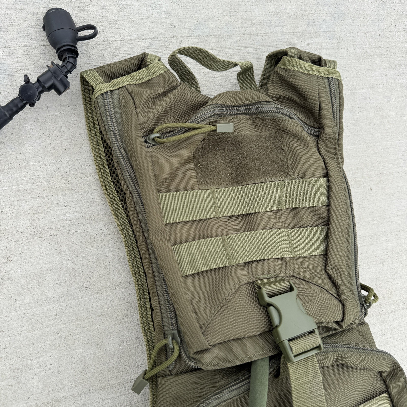 Tactical Hydration Backpack with Water Bladder Olive Green MOLLE Hiking Pack