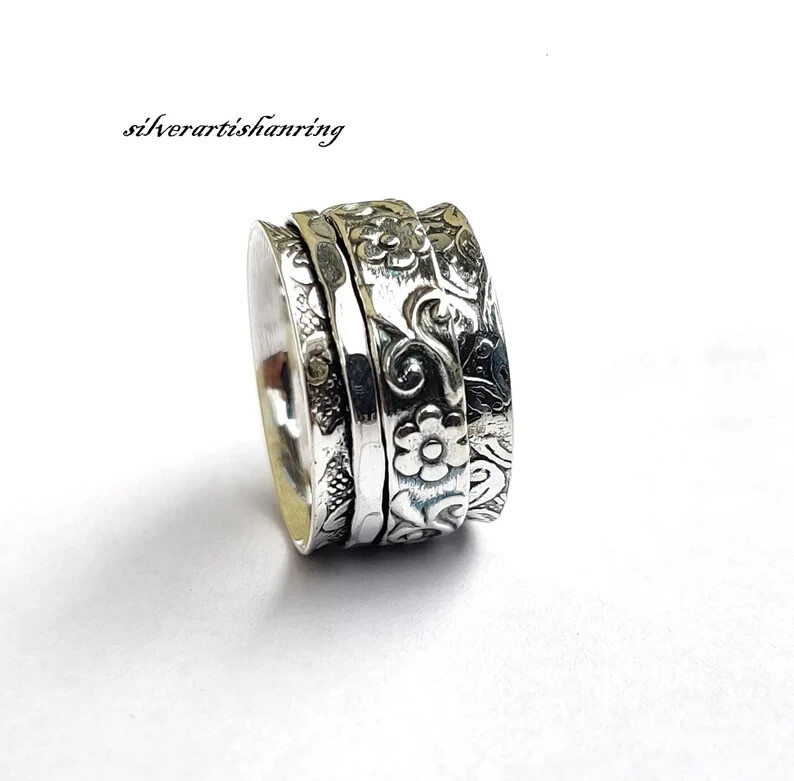 Meditation Ring, Statement Ring Anxiety Ring, Fidget Ring, Boho Ring, All size