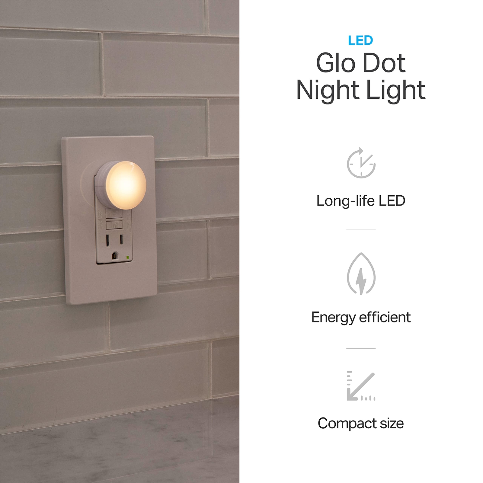 Mini Led Night Light Plugin Dusk To Dawn Sensor Warm White Compact Ambient Light