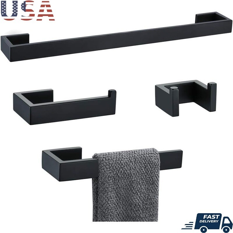 Bathroom Hardware Set Towel Bar Hook Toilet Paper Holder Stainless Steel New