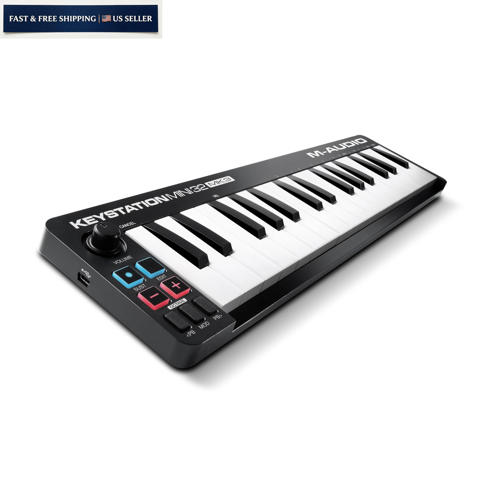 M-AUDIO Keystation Mini 32 MK3 USB MIDI Keyboard Controller 32 Keys, Black