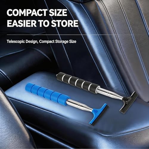 4 Pack All-Purpose Car Rearview Side Mirror Squeegee with Retractable Handle
