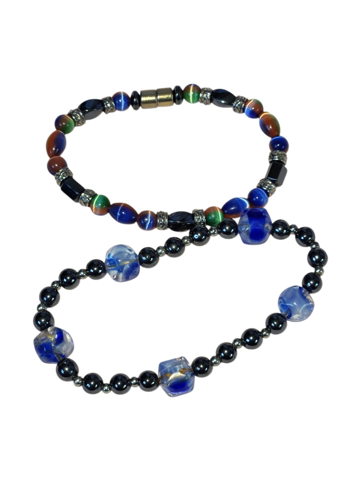 Costume Jewelry - Hematite Beaded Bracelet Duo