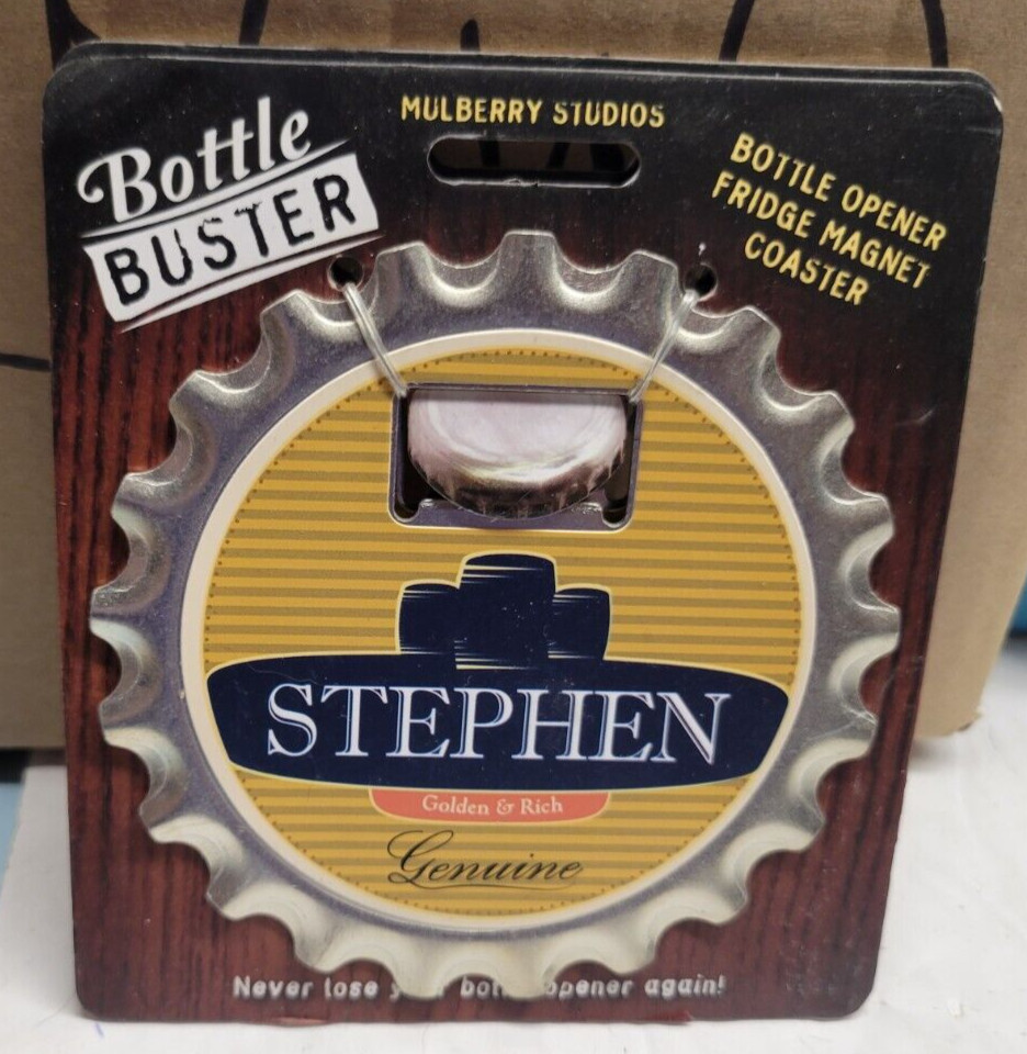 STEPHEN PERSONALIZED MULTI GADGET BOTTLE OPENER MAGNET COASTER NEW - U