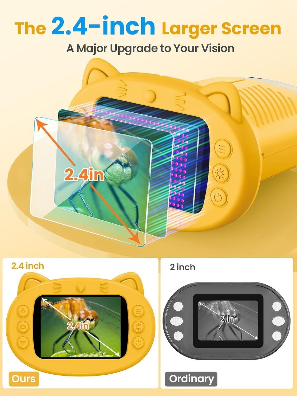2.4-Inch Kids Digital Microscope with 1000X Magnification - Educational Yello...