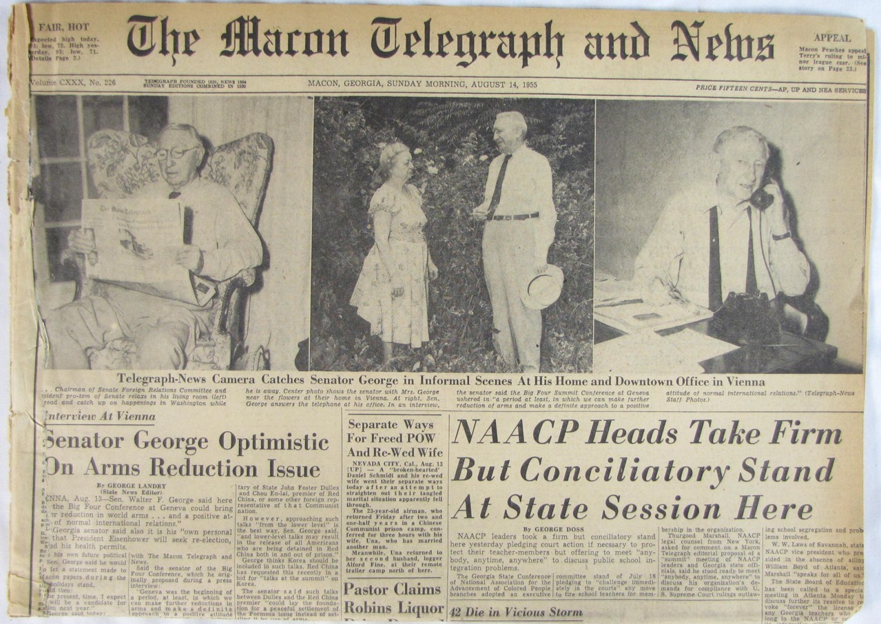 Vintage 1955 Civil Rights Racial Segregation Georgia Schools Newspaper