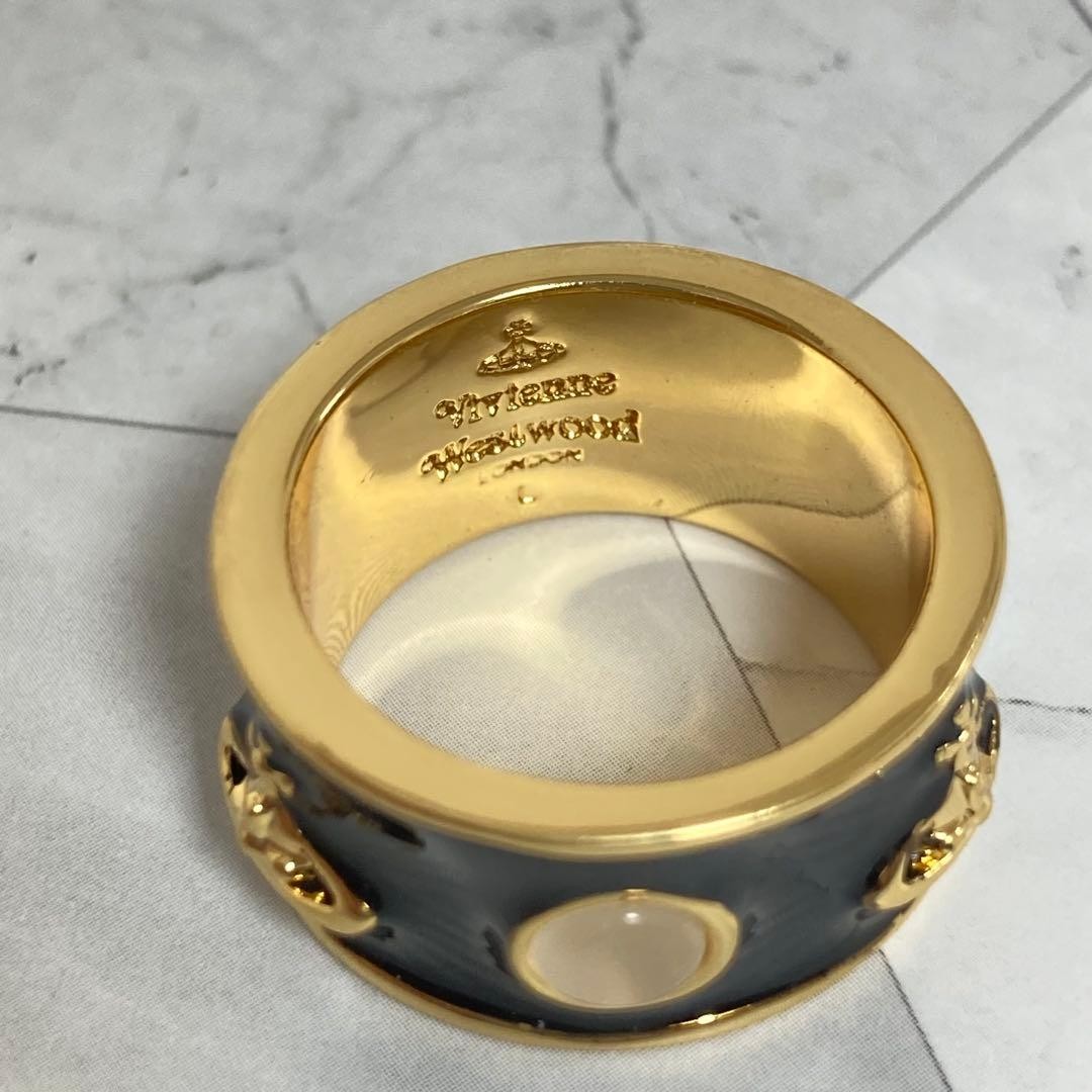Vivienne Westwood King Ring Black Gold Size 8-8.5 Mens Accessory with drawstring