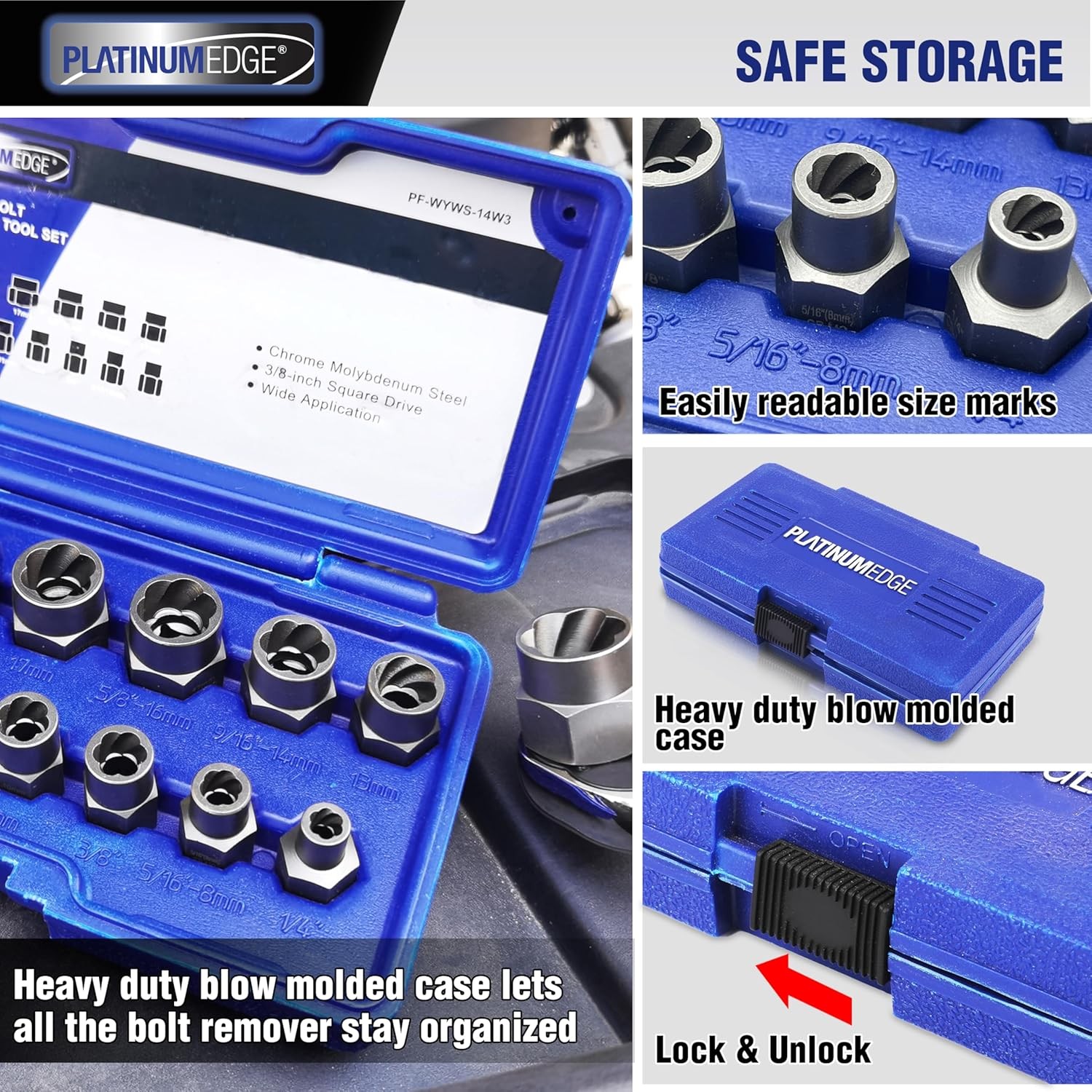 Professional Grade Bolt Extractor Set, Easy-Out Tool Kit