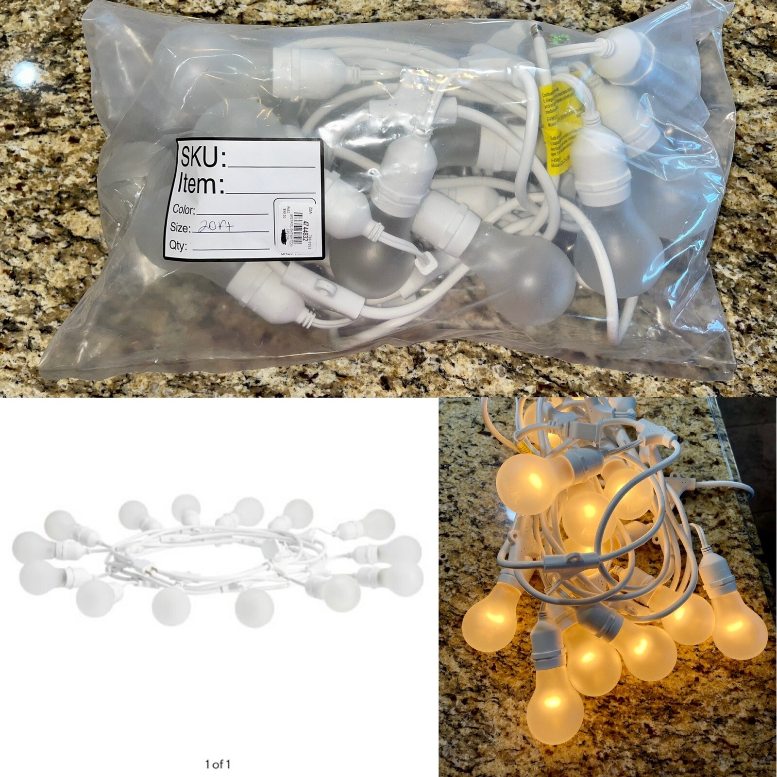 Pottery Barn Bistro Cafe Lights Patio Yard 20’ White Indoor/Outdoor *RETIRED*