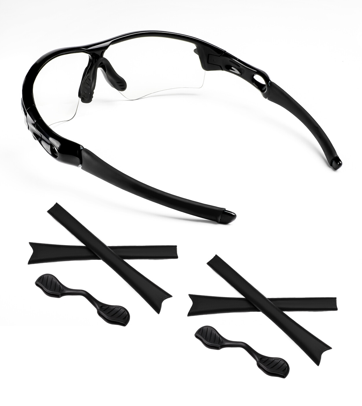 Black Rubber Kit Replacement Ear Socks Nose Pads for Oakley Radar Path OO9051