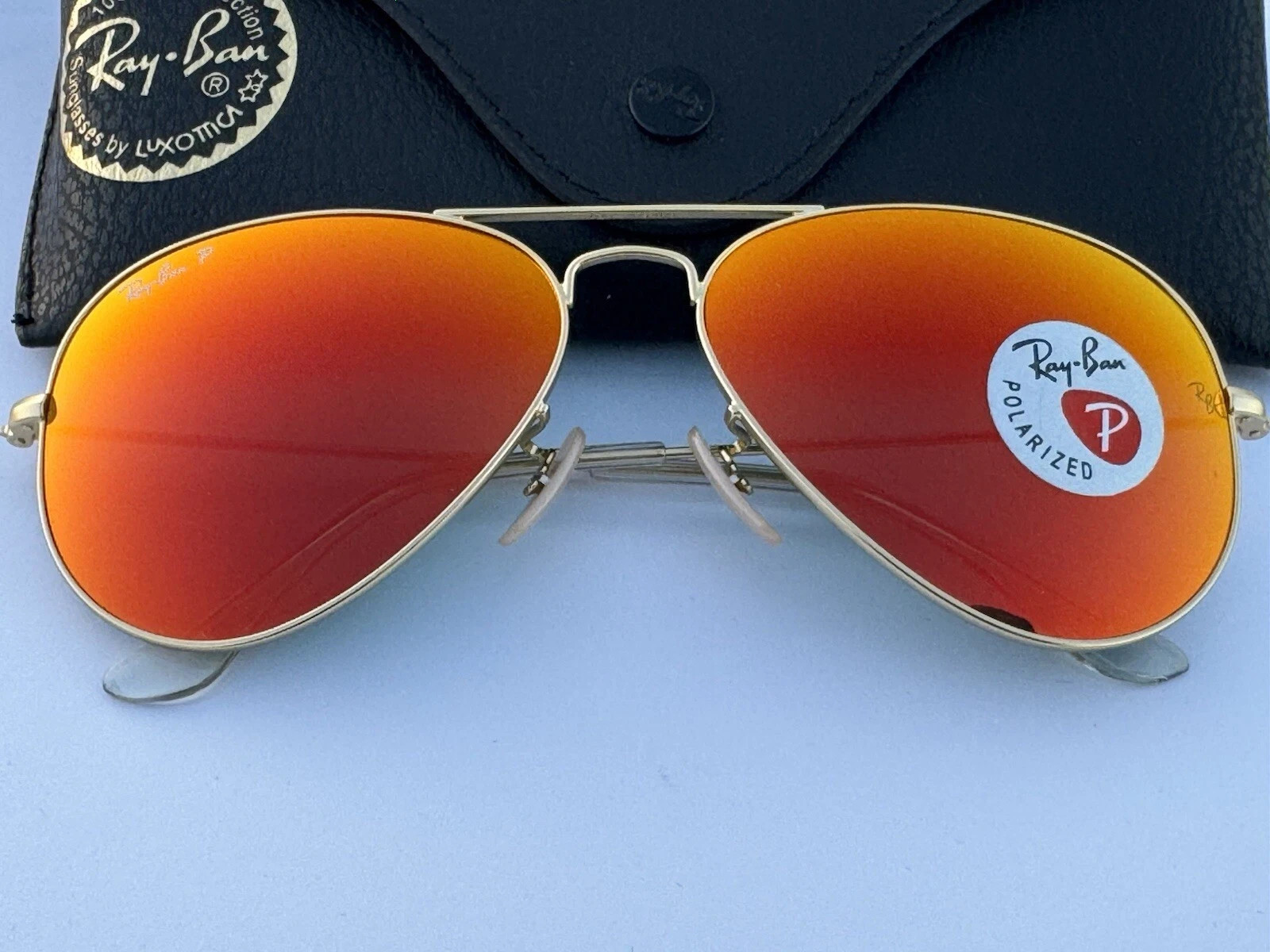 Ray-Ban RB3025 112/4D Aviator Gold Frame Polarized Orange Mirror Sunglasses 58