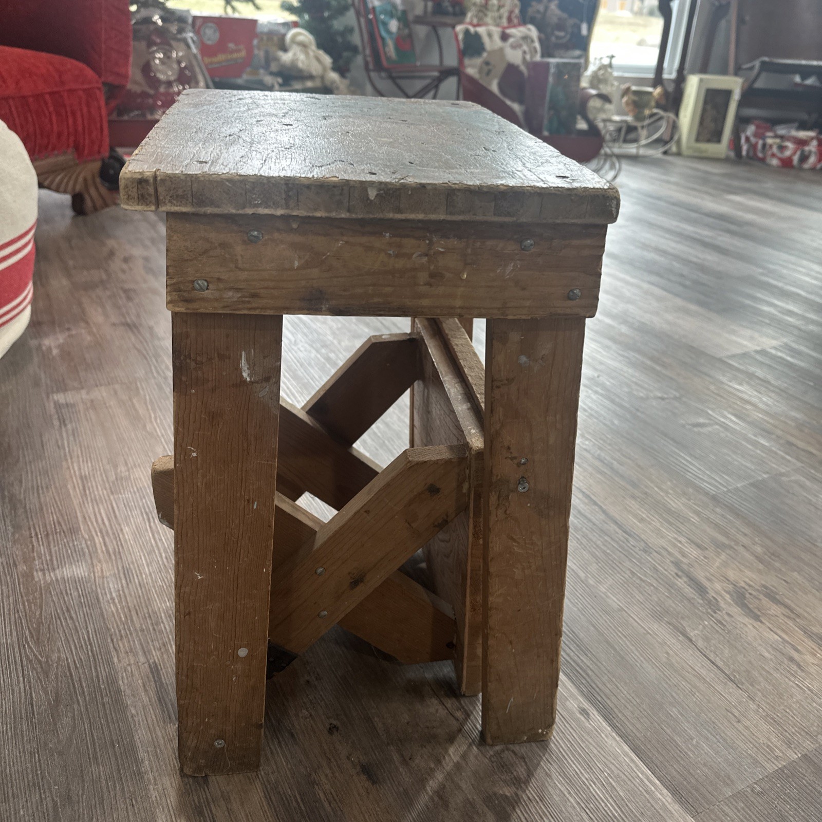 Vintage Wooden Two Step Folding Step Stool UNIQUE PIECE! 💕