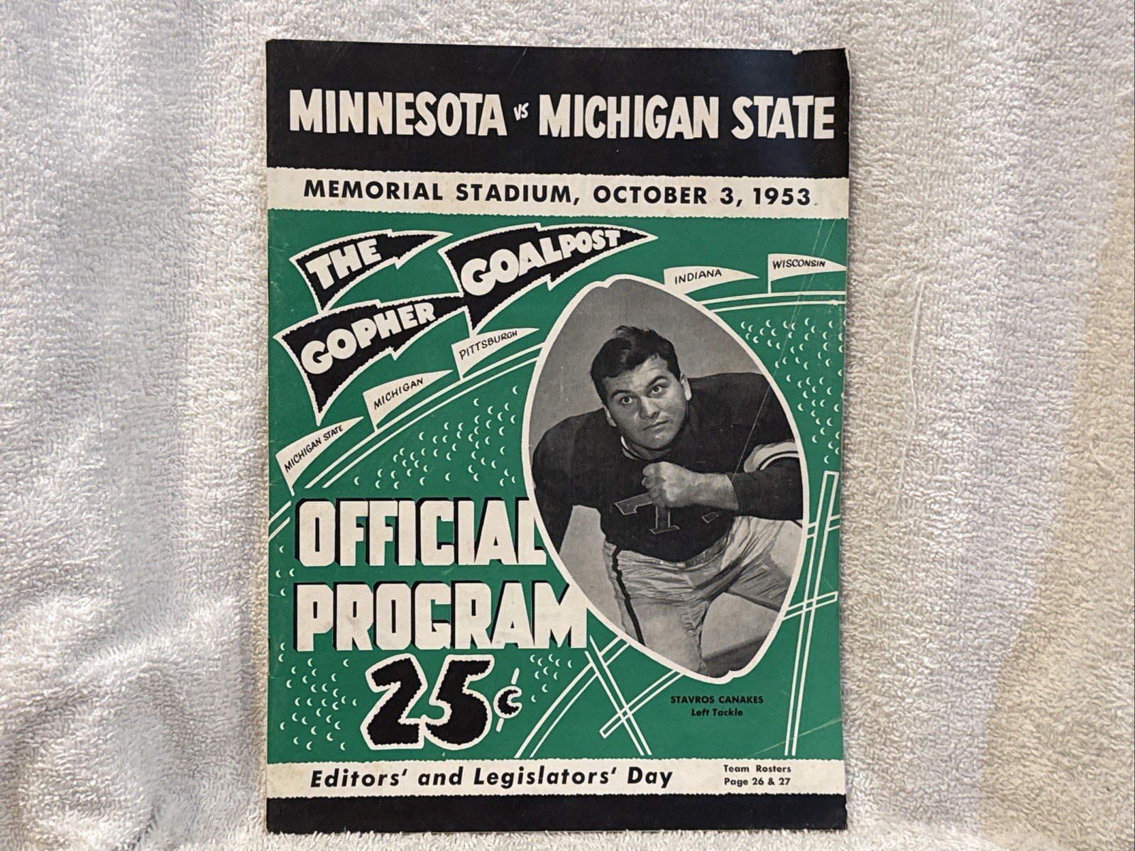 VINTAGE Minnesota Gophers vs. Michigan St. Spartans 10-3-1953 Football Program!