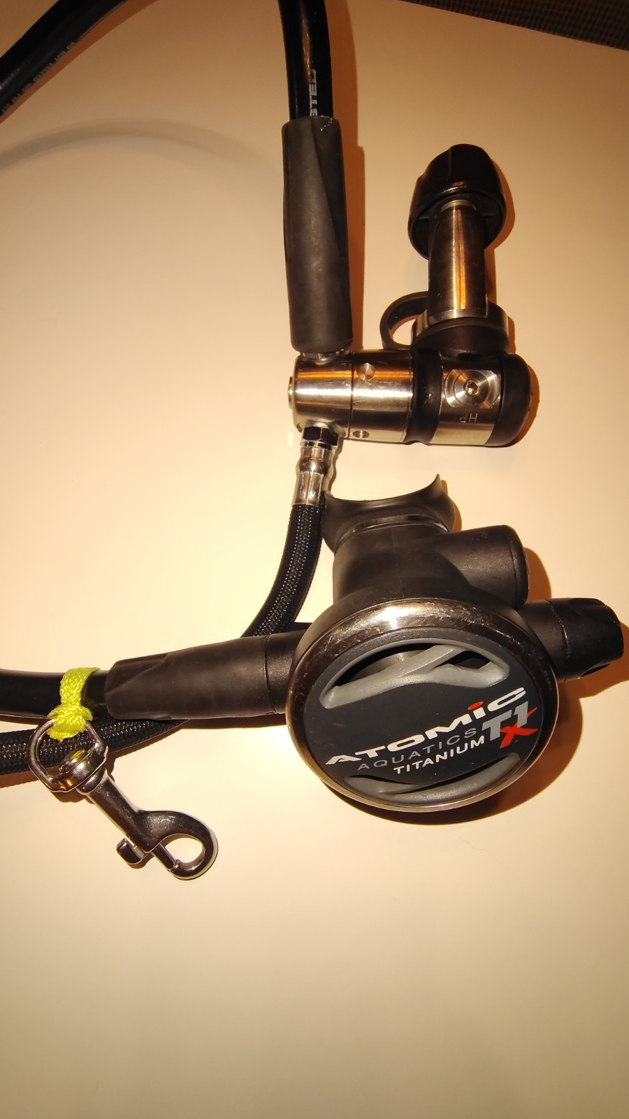 Atomic Aquatics T2x titanium Scuba regulator, first and second stage.