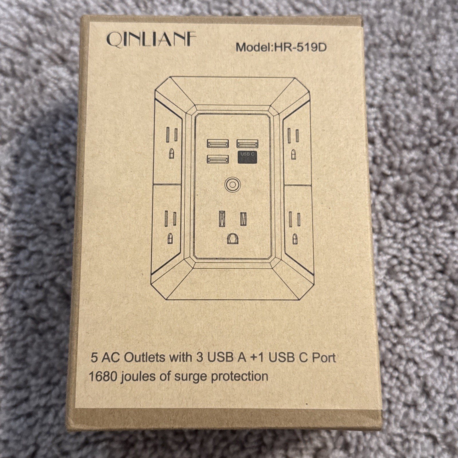 QINLIANF HR-519D Wall Charger-Surge Protector- 5 Outlet Extender