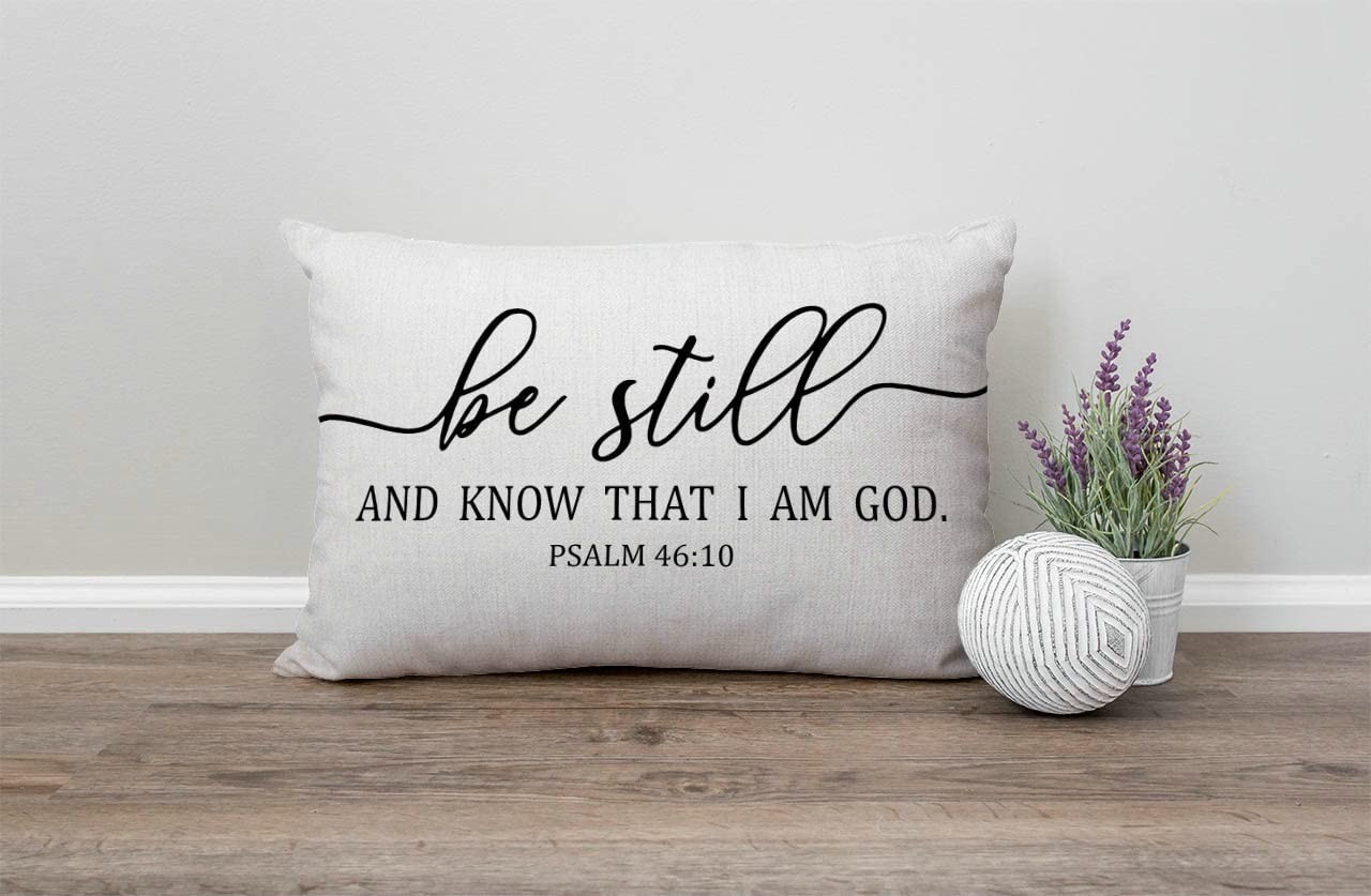 Be Still and Know That I Am God - Psalm 46:10 - Bible Verse Lumbar Throw Pillow