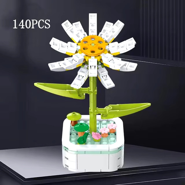 Wizardi Daisy Compositae Building Brick Potted Flower F07M9-8(103)-A1