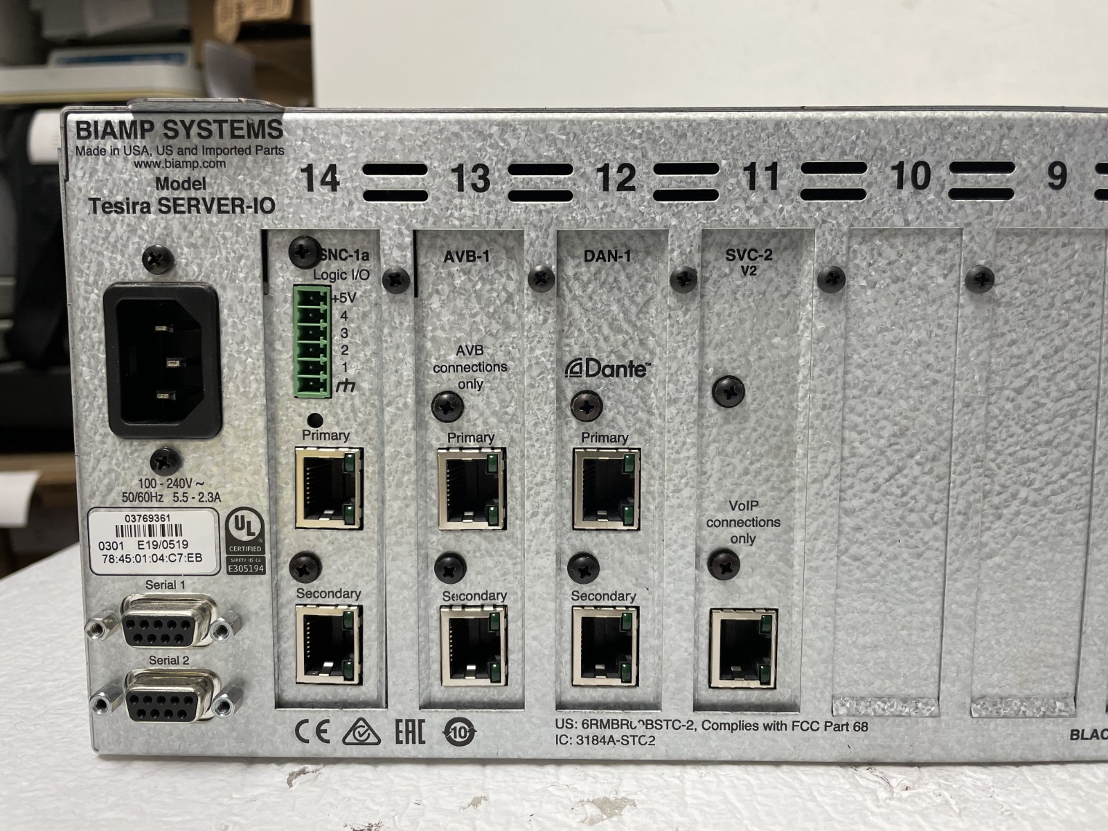 Biamp Systems Tesira SERVER-IO Digital Network Signal Processor DSP w/ 12 Cards