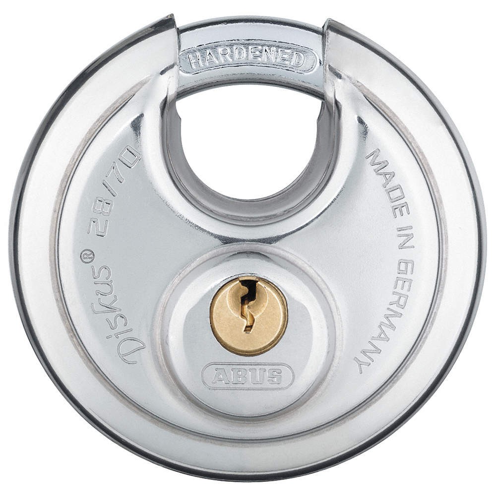 ABUS 28/70 KA Keyed Padlock, 49/64 in,Round,Silver 5JKP5
