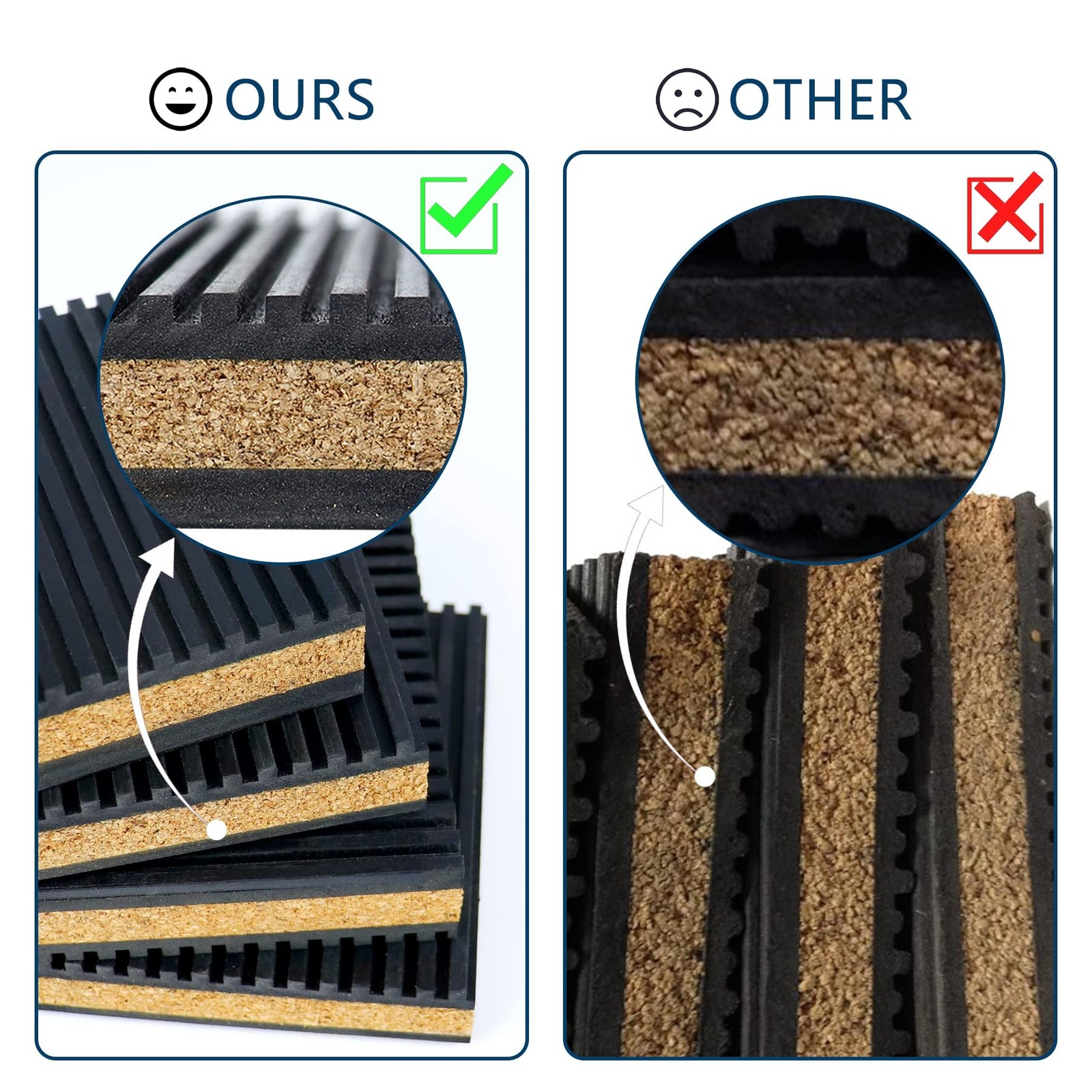 Anti Vibration Pads 4" X 4" X 7/8" Rubber & Cork Vibration Isolation Pads, Re...