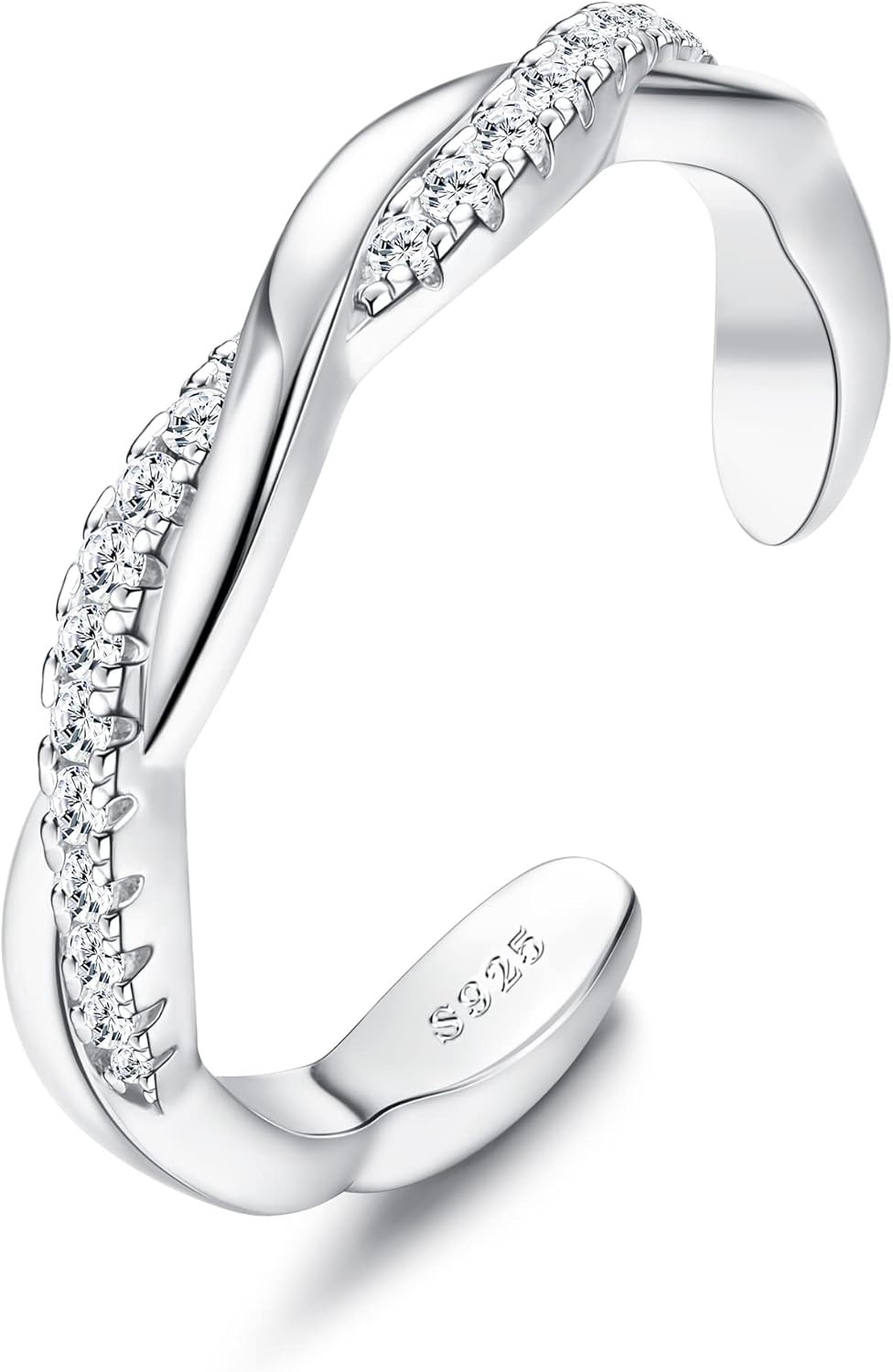 925 Sterling Silver Toe Rings for Women Adjustable 14K White Gold Plated Flower