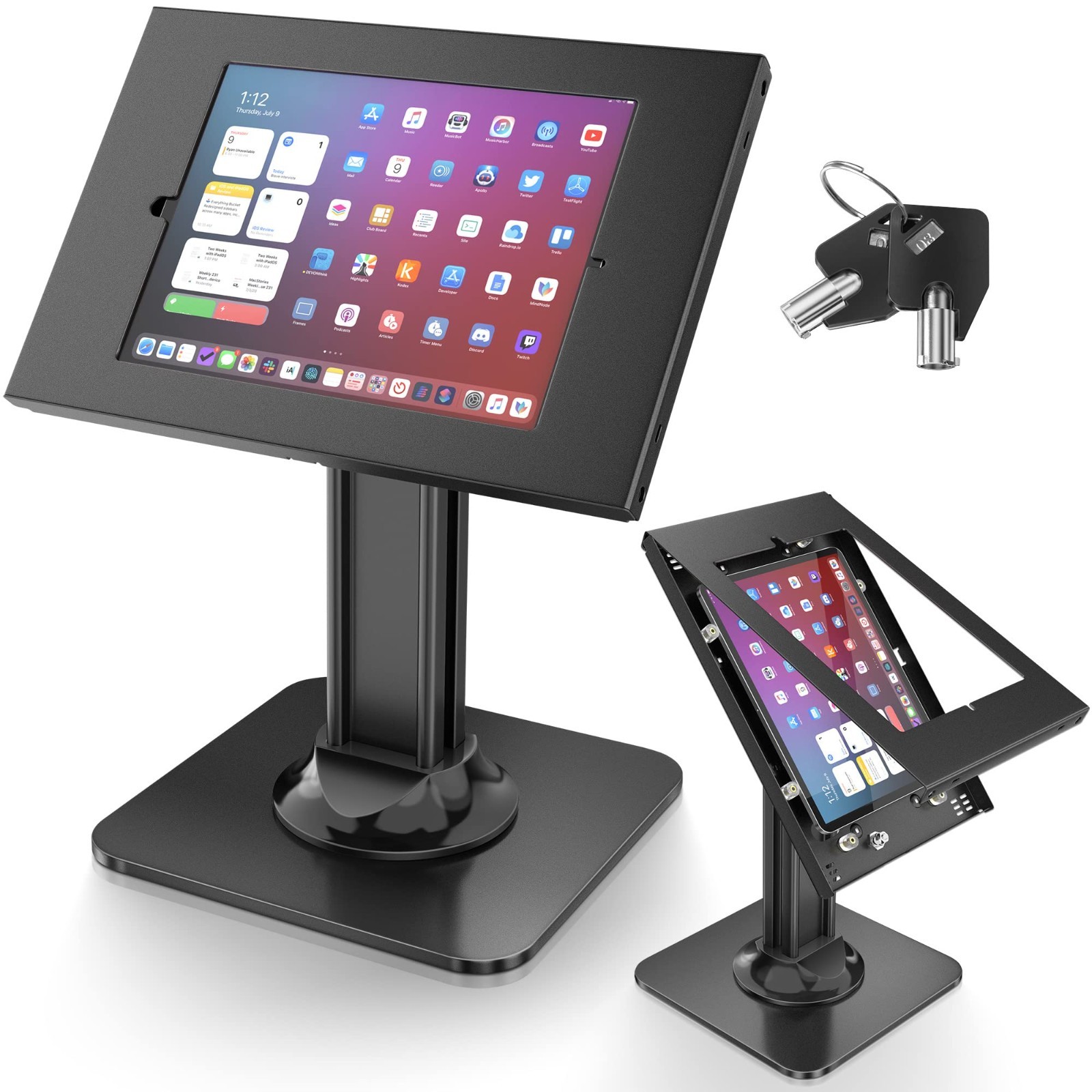 AboveTEK Anti-Theft iPad Kiosk Stand – POS iPad Security Stand & Locking Tablet