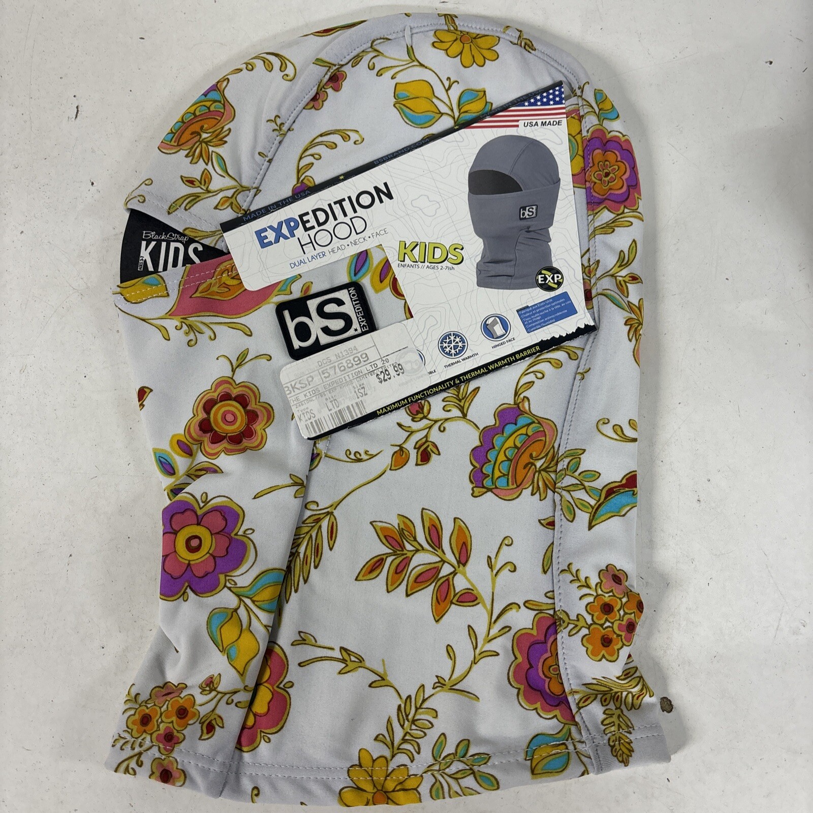 Blackstrap Hood Kids One Size Youth White Flowers #S3