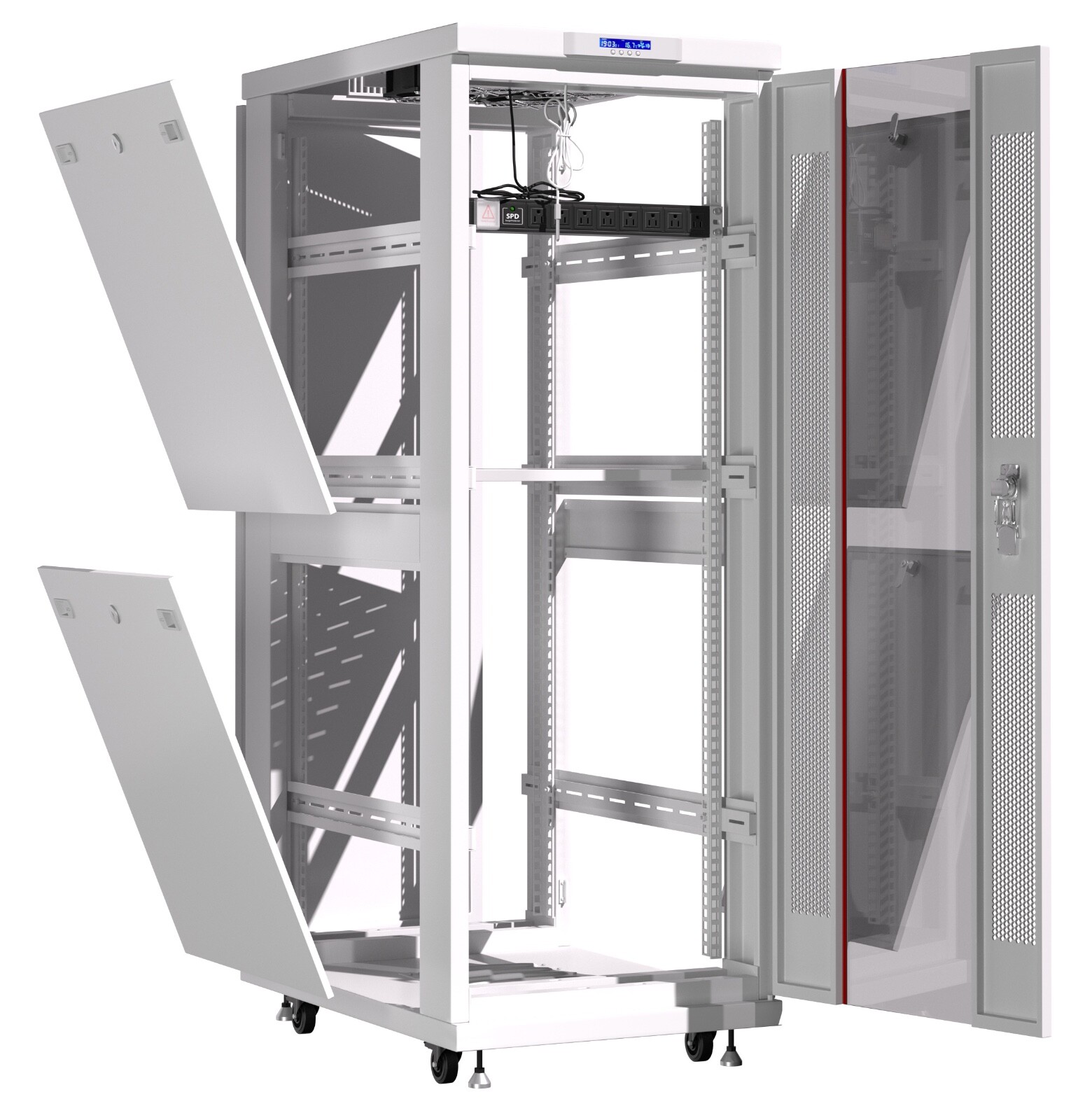 Sysracks 42U 35'' Deep IT Network Data Gray Server Rack Cabinet