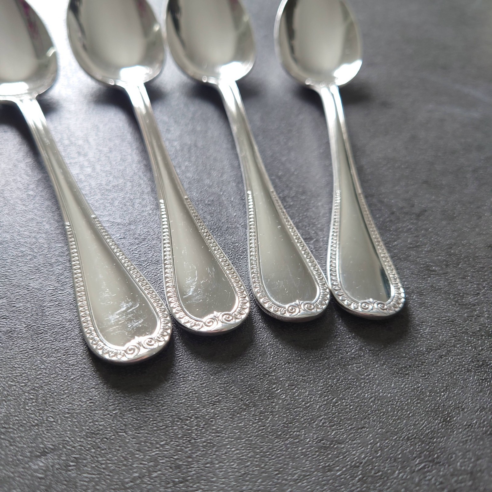 Christofle Malmaison 4pcs Silverplate Flatware Coffee Spoon Excellent