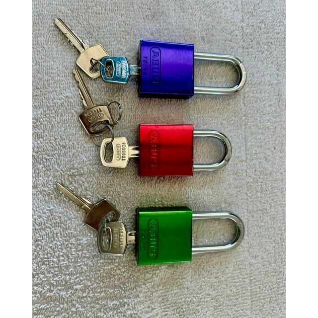 ABUS 72/40 Titalium Padlock Lot Anodized Aluminum Purple Red Green 40mm Security